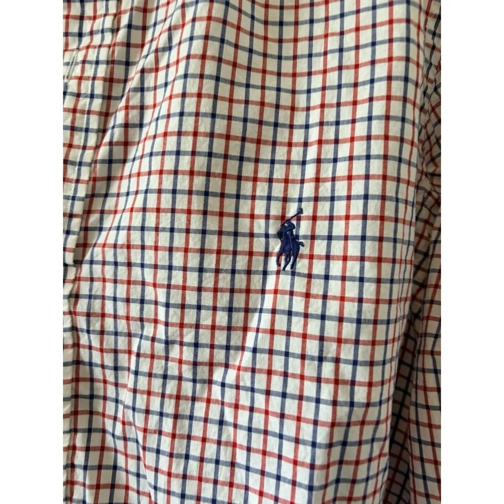 Polo Ralph Lauren Men's Large Classic Fit Long Sleeve Button Down Shirt Red Blue
